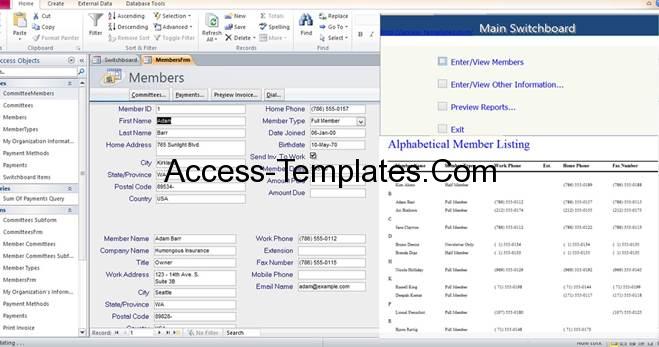 Membership Tracking Access Database