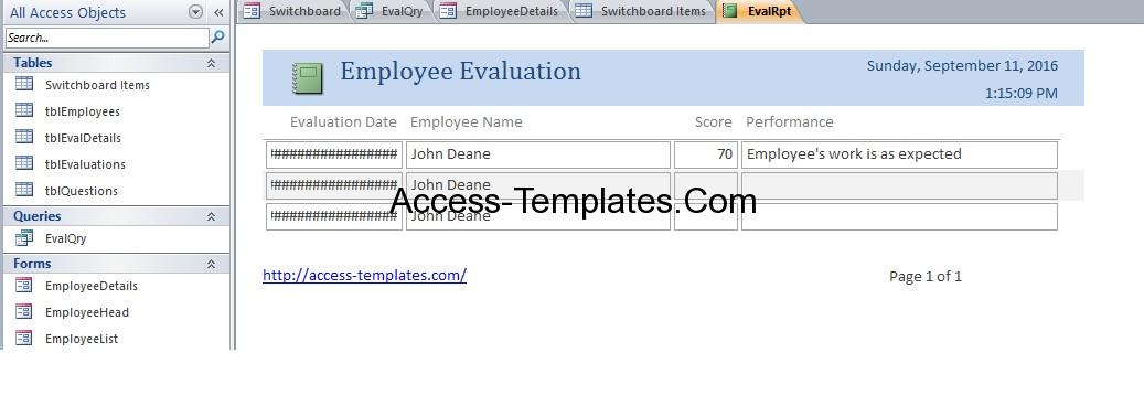 Employee Evaluation Database