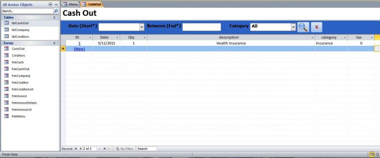 Cost and Expense Database Tracking Software for Ms Access | Access ...