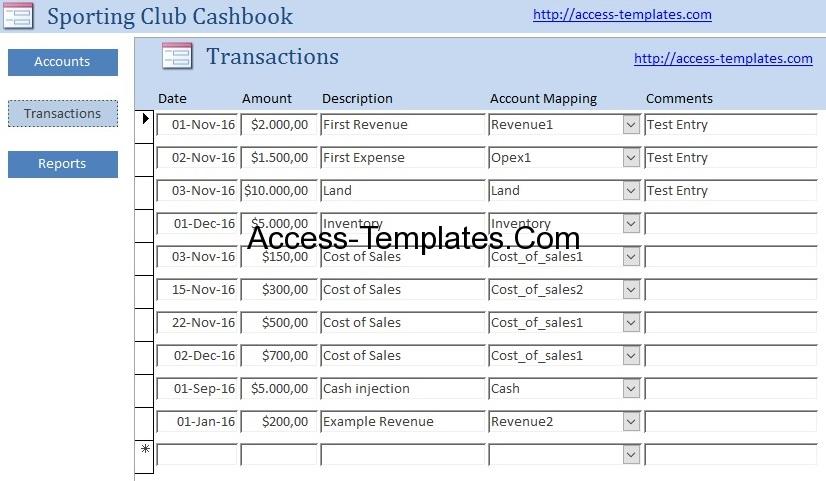 Access Templates Accounting Cash Book for Small Business